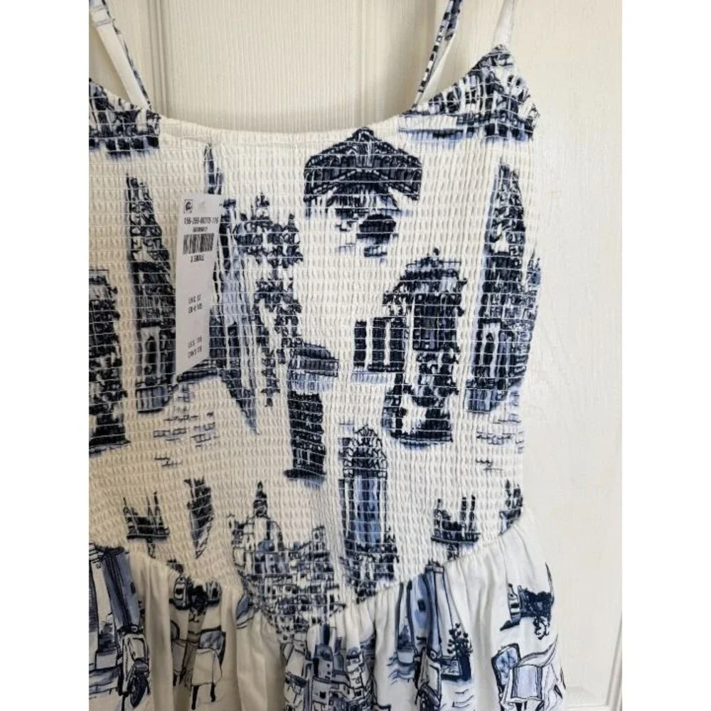 NWT Abercrombie & Fitch Women's Dipped-Waist Smocked Midi Dress